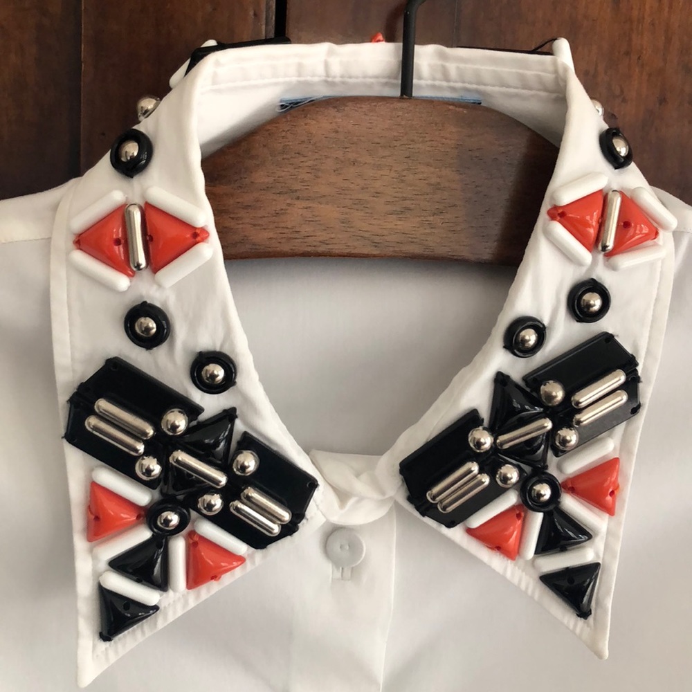 Prada White Button Down Shirt With Embroidered Co… - image 3